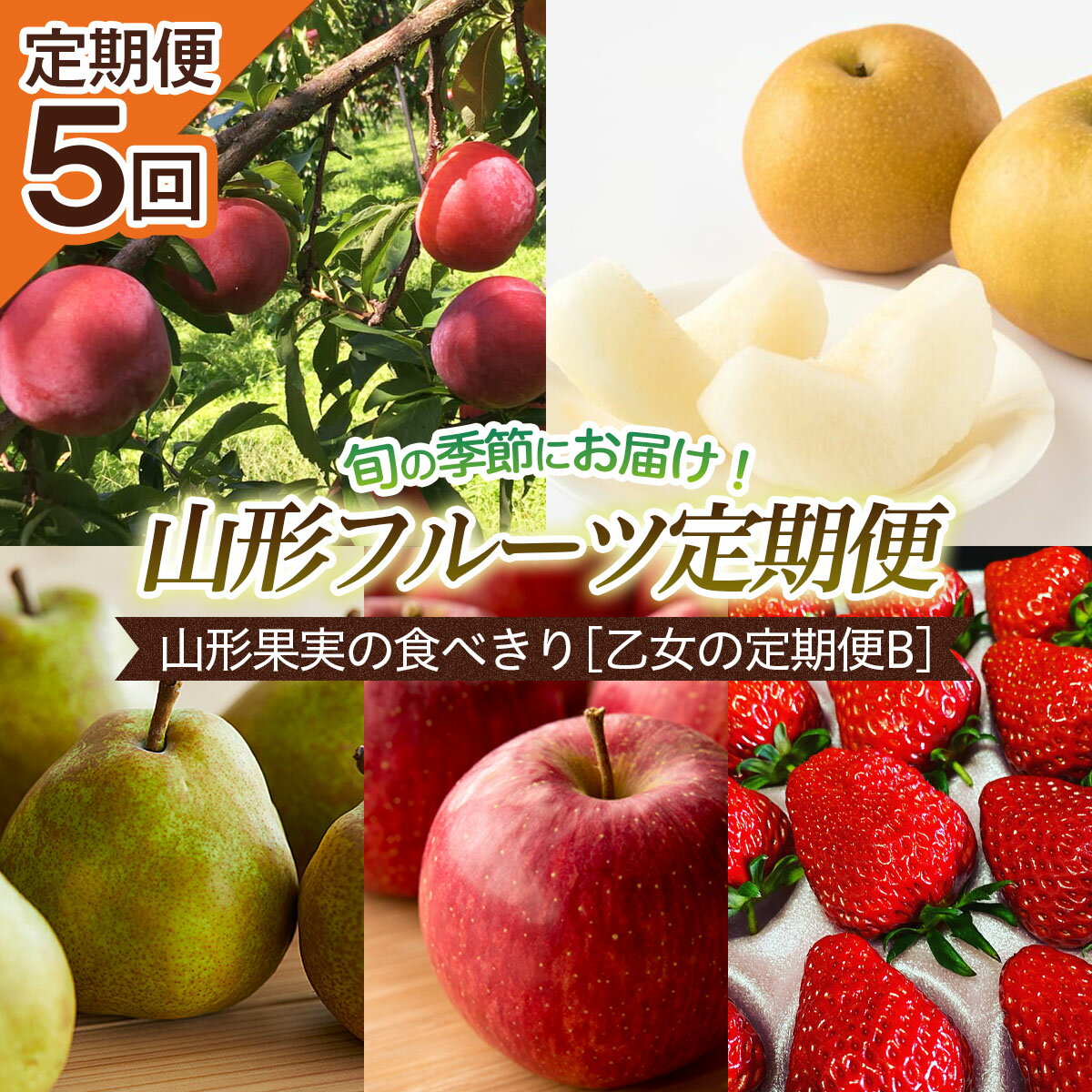 【ふるさと納税】【定期便5回】山形果実の食べきり[乙女の定期便B] 【令和7年産先行予約】FU22-949くだもの 果物 フルーツ 山形 山形県 山形市 お取り寄せ 2025年産