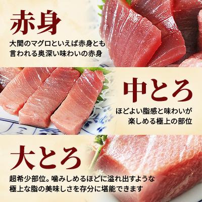 ふるさと納税 青森県 大間産本マグロ 3種セット(大トロ・中トロ・赤身) 合計600g前後 |  | 01