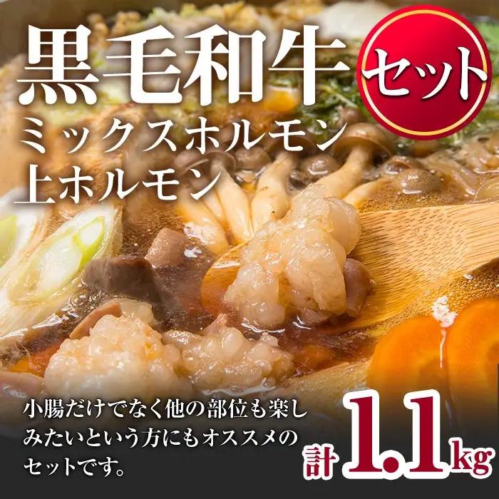 国産 黒毛和牛 ミックスホルモン 上ホルモン 合計1.1kg 牛肉 【LRプラスK】No.1001-04