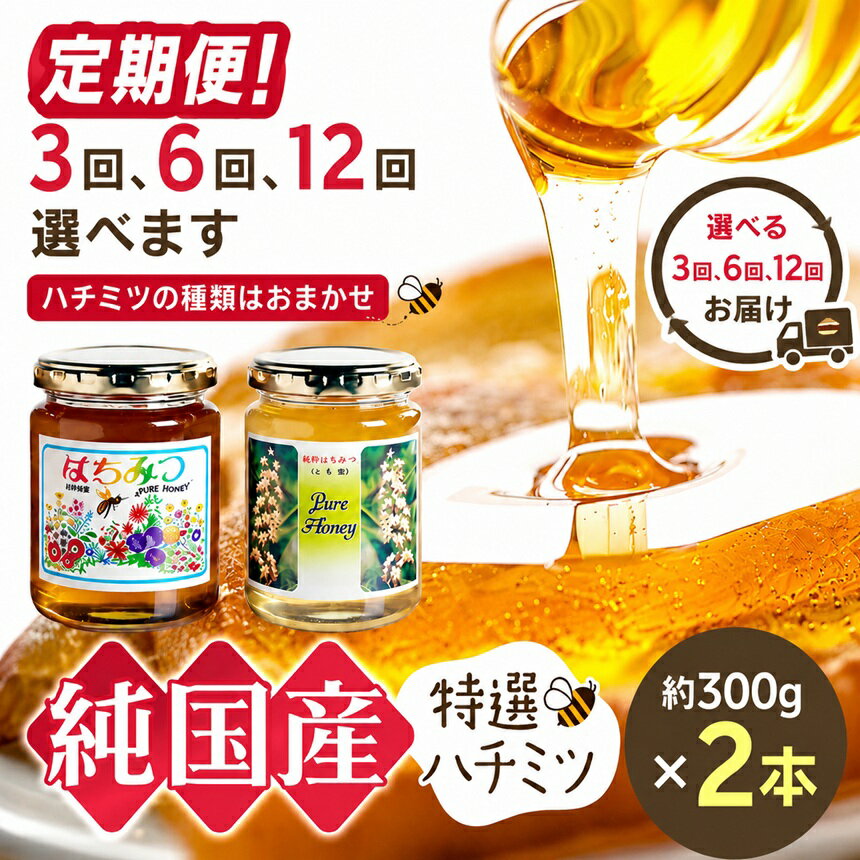 【ふるさと納税】【定期便】芳川養蜂場特選ハチミツ 約300g × 2本 定期回数選べます！ | ハチミツ はちみつ 蜂蜜 定期便 国産 長野県 信州 木島平村