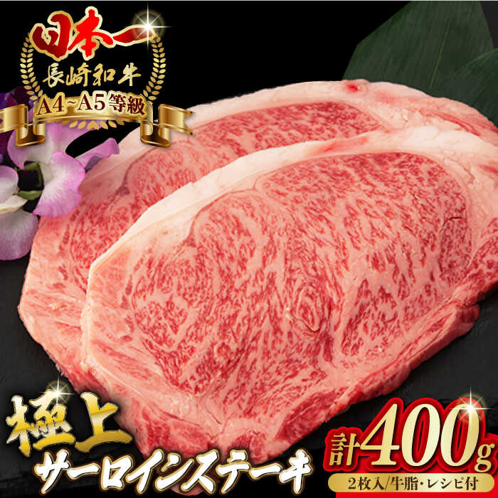 【ふるさと納税】サーロイン ステーキ 2枚 400g 長崎和牛 A4〜A5ランク 希少部位【野中精肉店】 [VF04] 牛肉 和牛 赤身 ステーキ