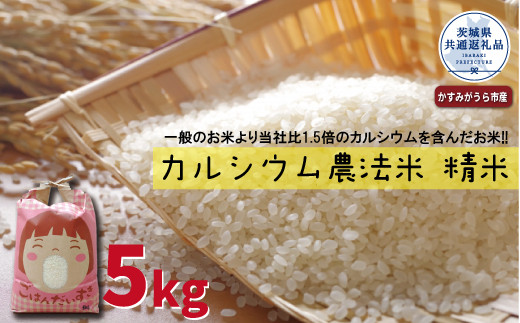 カルシウム農法米 精米5kg 茨城県共通返礼品 かすみがうら市産 米 精米 カルシウム米 5kg 茨城県産 共通返礼品 ごはん 粘り ツヤ カルシウム コメ お米 農法米 冷めてもおいしい A59-001