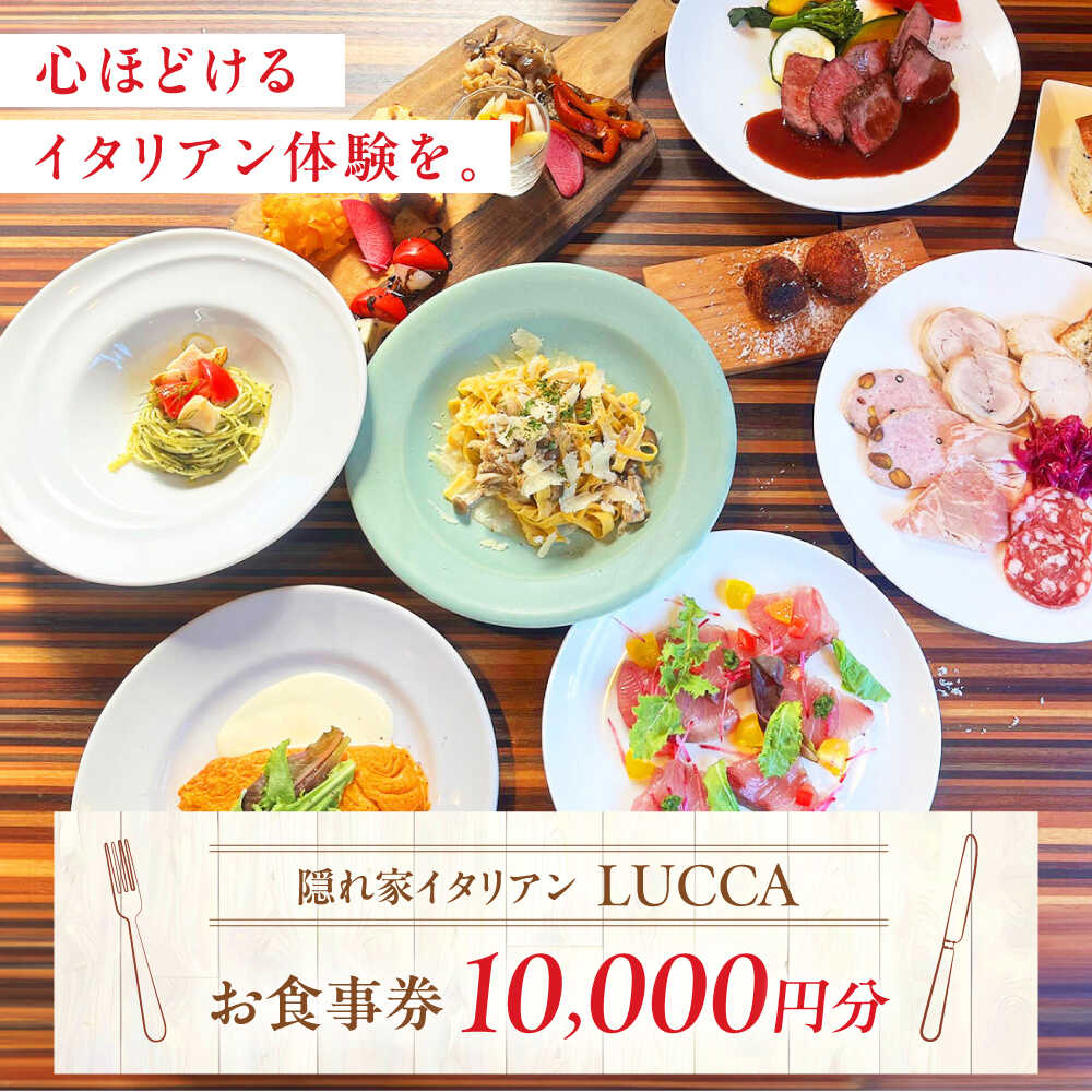 【ふるさと納税】LUCCA 食事券 10,000円分 食事 食事券 ランチ ディナー イタリアン パスタ ギフト 高級 贅沢 特別な日 お祝い 内祝い 誕生日 ギフト 贈り物 贈答 プレゼント 人気 おすすめ 大阪 大阪府 高槻 高槻市 大阪府高槻市/LUCCA[AOEB008]