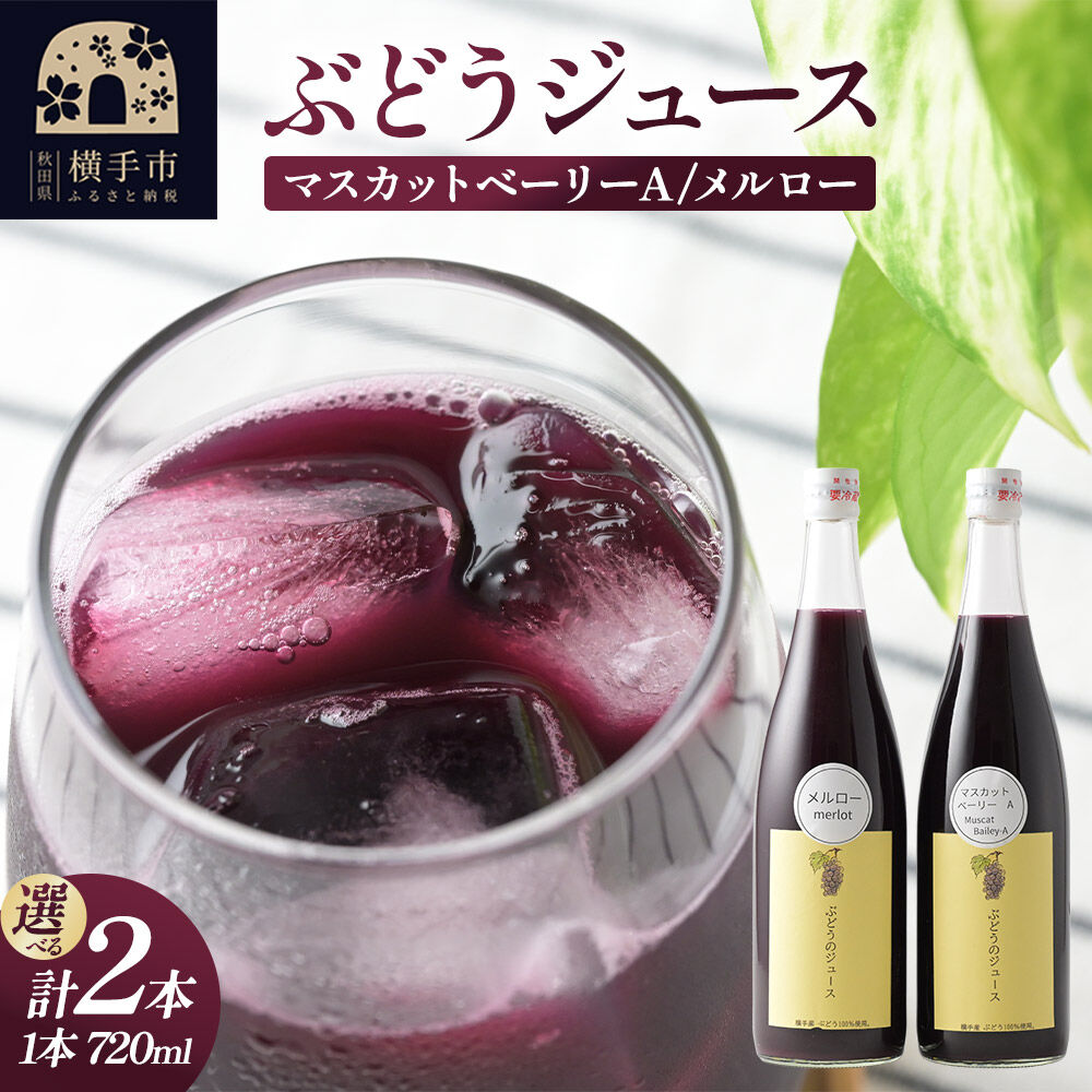 【ふるさと納税】ぶどうジュース 2本セット メルロー・マスカットベーリーA 720ml 【選べる組み合わせ】 [グレープジュース ブドウジュース 葡萄ジュース 果汁100％ジュース ジュース マスカットベリーA]