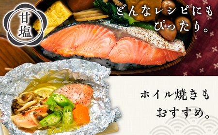 沖捕り紅鮭切身(3切×6パック)と沖捕り辛塩紅鮭切身（3切×6パック）食べ比べセット AQ055