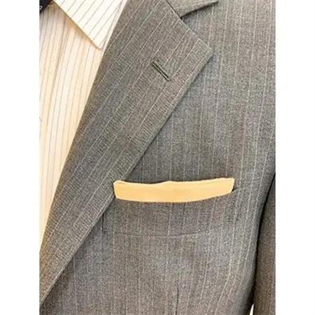 クラバットユキジ製　デニムポケットチーフ(濃ベージュレントイエロー)_装飾品・工芸品  服飾小物 _【1084663】