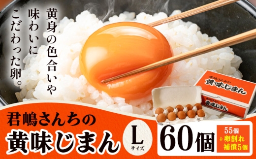 たまご 君嶋さんちの黄身じまん Lサイズ 60個 《30日以内に出荷予定(土日祝除く)》 君嶋養鶏園 卵 玉子 赤卵 赤たまご 生卵 国産 濃厚 鶏卵 割れ補償 コク 旨味 栃木県 芳賀町