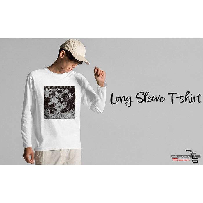 【ふるさと納税】 【川西】地図柄ロングスリーブTシャツ（ホワイト）No.349 ／ Tシャツ シャツ アパレル 洋服 綿100％ 長袖 モノトーン レイヤード 丸胴仕様仕立て 受注生産 国内印刷 おしゃれ 送料無料 兵庫県
