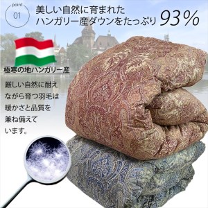 羽毛布団 シングル ハンガリー産WDD93% 1.3kg入り ブルー 1枚 N-RV-2025SBL[1215]