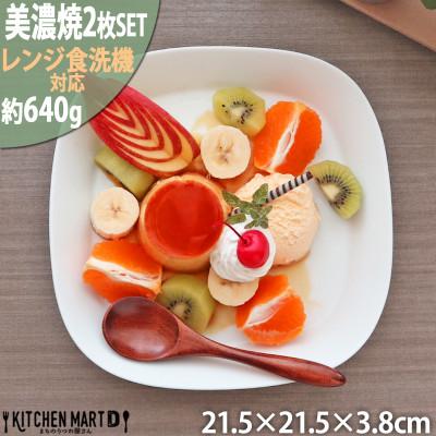 ふるさと納税 瑞浪市 美濃焼 プレーリー  ホワイト 【2枚SET プレートのみ L 21.5×3.8cm】 小田陶器