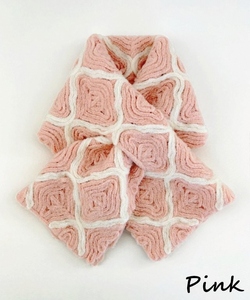 コード刺繍 ウール混ショートマフラー モロッカン柄 ピンク | マフラー