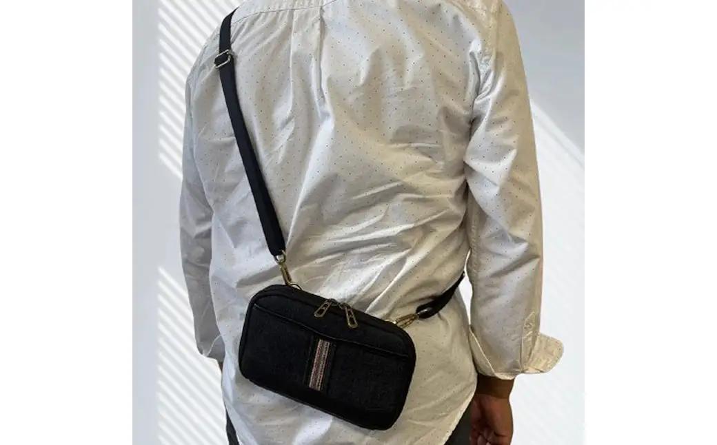 豊岡鞄 AD2504 井原デニム ウォレットポーチ ネイビー / デニム ショルダーポーチ ウエストポーチ スマホ収納 財布機能 サイフ ポケット カード入れ シンプル デザイン メンズ レディース 