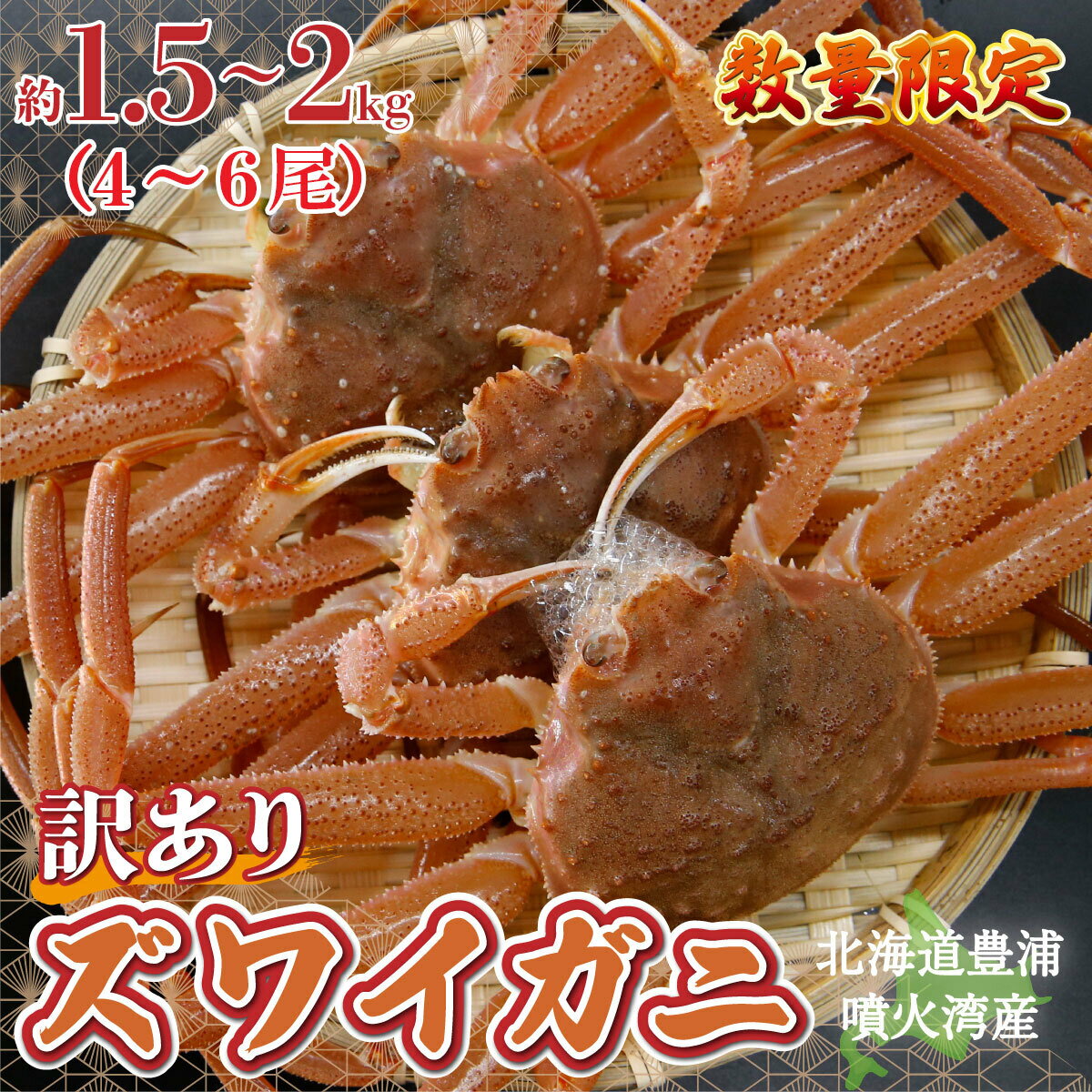 【ふるさと納税】【令和8年先行受付】【訳あり】 北海道 豊浦 噴火湾 ズワイガニ 約1.5～2kg（4～6尾） 数量限定【ふるさと納税 人気 おすすめ ランキング 魚介類 カニ かに 蟹 ズワイガニ ずわいがに 訳あり 大容量 おいしい 美味しい 新鮮 北海道 豊浦町 送料無料】TYUR041