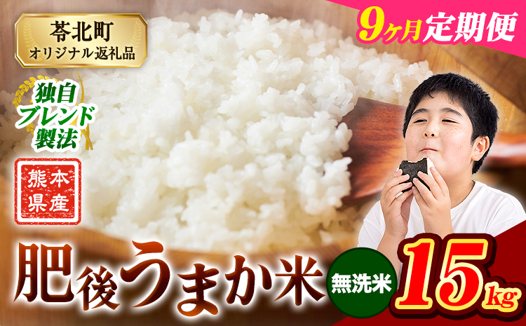 【9ヶ月定期便】米  熊本県産 肥後うまか米 15kg 無洗米 精米 こめ コメ お米 おこめ ブレンド米《申込月の翌月から出荷開始》熊本県産 コメ お米 おこめ---reihoku_loc_266_mo9---