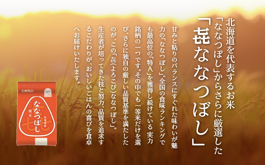 【令和7年産】（無洗米12kg）ホクレン喜ななつぼし（2kg×6袋） SBTD113