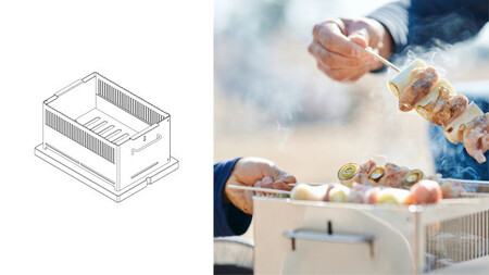 【Hot Camp】＋Base基本セット (炭火串焼き・網焼き器) 無塗装タイプ