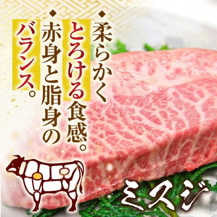 【全3回定期便】【厳選希少部位】【A4~A5】長崎和牛ミスジステーキ　約500g（100g×5p）【株式会社 MEAT PLUS】[QBS120]