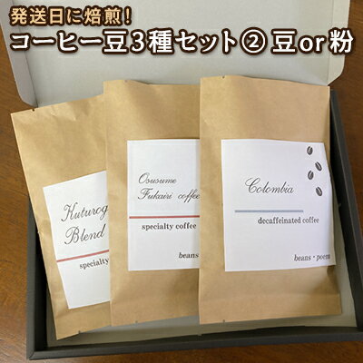 【ふるさと納税】発送日に焙煎！コーヒー豆3種セット(2)　 コーヒー粉 ブレンド シングルオリジン 高速熱風ロースター 当日焙煎 新鮮 焙煎したて カフェインレス 深煎り