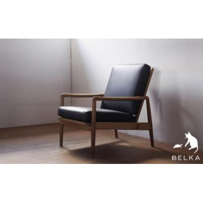 ふるさと納税 塩尻市 国産ナラ材 牛革張り1人がけソファ(bs-4)