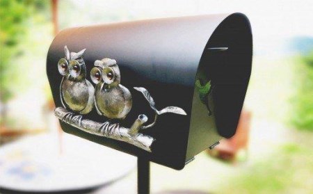 郵便 ポスト 鉄製 アイアンポスト ふくろう 福を贈ろう  切り株台付き 高知県 須崎市