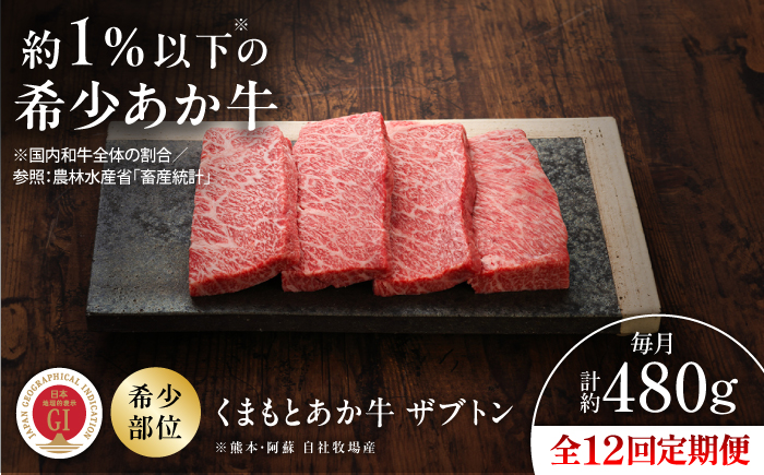 【全12回定期便】【GI認証】くまもとあか牛ザブトン 約120g×4枚 / 菊陽町 あかうし 熊本県 肉 にく niku ブランド 旨み 【有限会社 三協畜産】 [BHAS071]