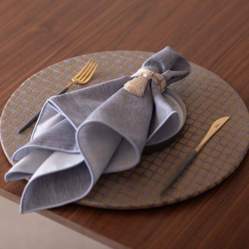 丸形ランチョンマット Calm Round Luncheon mat／カルム プレイスマットあり スノー インディゴ wsg0041_イメージ2