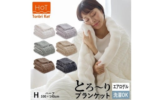 ホットとろーりブランケット（エアロゲル）　【ハーフ100×140cm】ブラウン _ ホット とろーり ブランケット 肌掛け 布団 ハーフ 100 × 140cm カラー ブラウン 一年中使用可能 洗える 柔らか リバーシブル 掛け心地 レーヨン 吸湿 エアロゲル 江崎ふとん 久留米市 送料無料 _Qc177-br