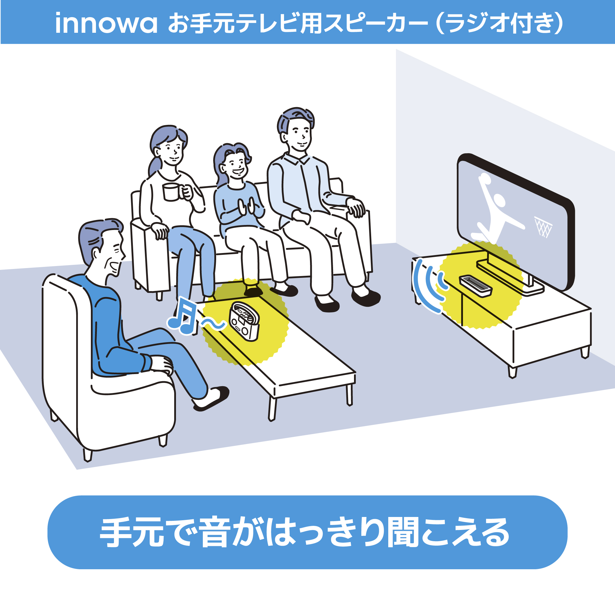 〈innowa〉お手元テレビ用スピーカー（ラジオ付き）