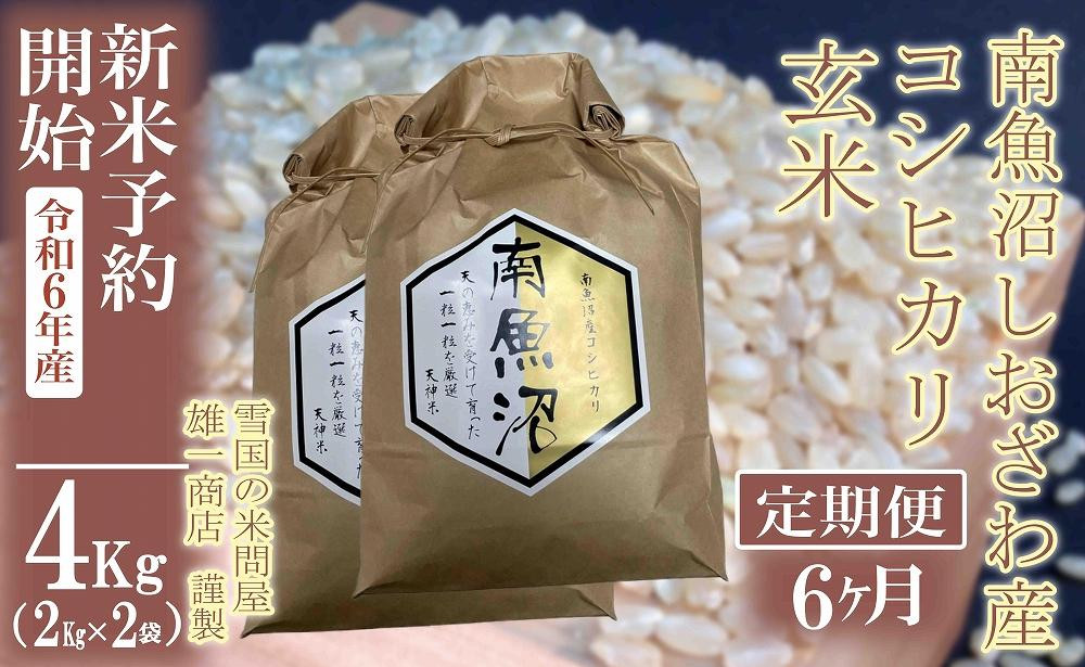 
            【新米予約・令和6年産】定期便6ヶ月：●玄米●4Kg 生産者限定 南魚沼しおざわ産コシヒカリ
          