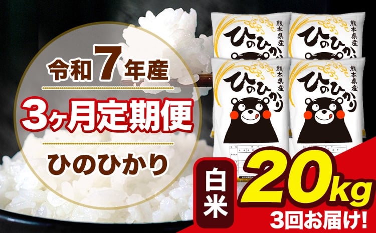 
            令和7年産 【3ヶ月定期便】 ひのひかり 白米 20kg 4kg×4袋 計3回お届け 熊本県産 こめ コメ 白米 精米 荒尾市 ひの 米 定期 《お申込み翌月から出荷》
          