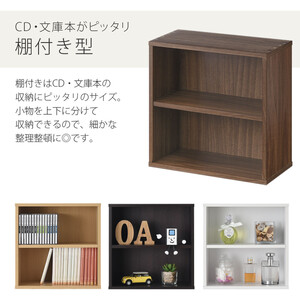 【完成品でお届け】木製収納ボックス〔薄型タイプ・棚付きタイプ〕（ホワイト）キューブボックス 扉付き カラーボックス スリム 本棚 本 漫画 コミック 小物 収納 CD DVD 収納ボックス キューブラ