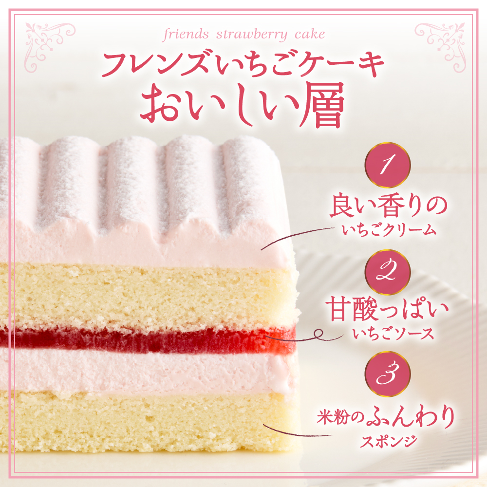 【期間限定】卵・乳・小麦不使用【フレンズいちごケーキ × 2箱】 スイーツ ケーキ 苺 イチゴ ソース 山形県 東根市 日東ベスト 2箱　hi010-024