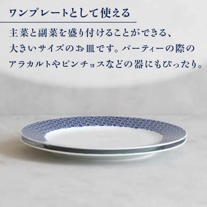 【波佐見焼】dye8号リムプレート 25cm皿 ラウンド柄 2点セット【西海陶器】[OA389]