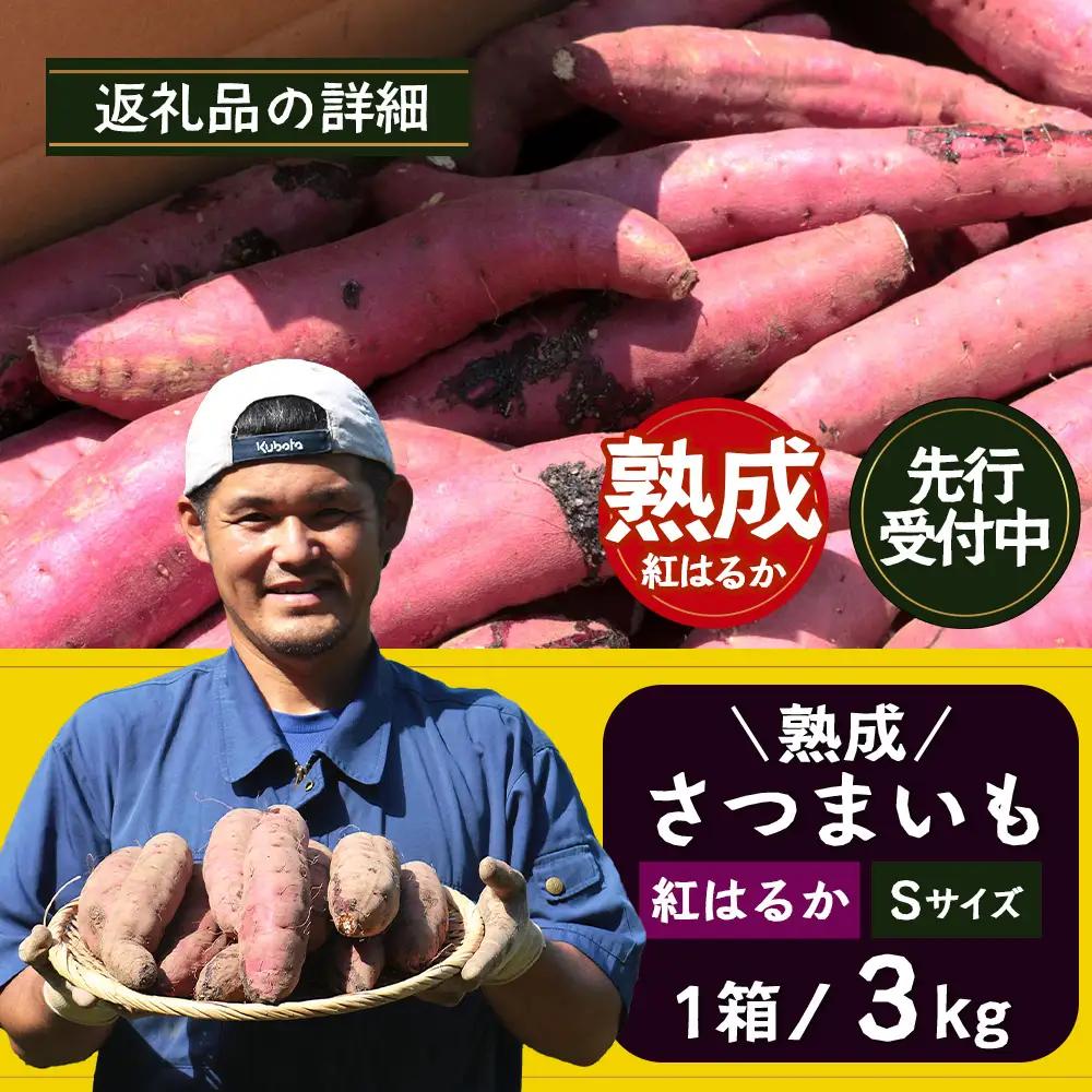 【先行予約：11月下旬配送～】熟成 さつまいも 紅はるか 3kg Sサイズ (美味しい焼き芋の焼き方 説明書付き） FR-211 ｜ 秋の味覚 2026年秋収穫 貯蔵 長期熟成 糖化 さつまいも サツ