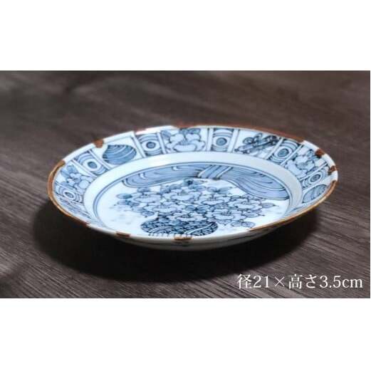 有田焼 渕錆藍椿縁紋様図 21cm 皿 ～華一園シリーズ～【西山錦華堂】食器 器 うつわ 皿 プレート 牡丹 手描き 50000円 5万円 A50-297_イメージ2