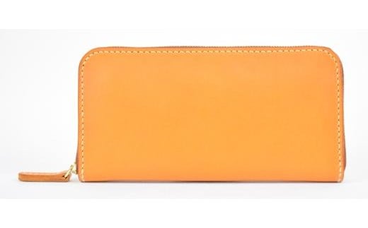 栃木レザー使用｜滑らか本革Lジップ長財布｜Round zip wallet 01｜キャメル｜minca（全7色）