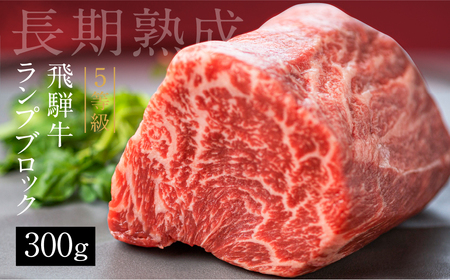 飛騨牛 5等級 ランプブロック 300g 和牛 国産 黒毛和牛 塊肉 ステーキ 赤身 希少部位 バーベキュー BBQ アウトドア ローストビーフ 古里精肉店謹製[AW036]