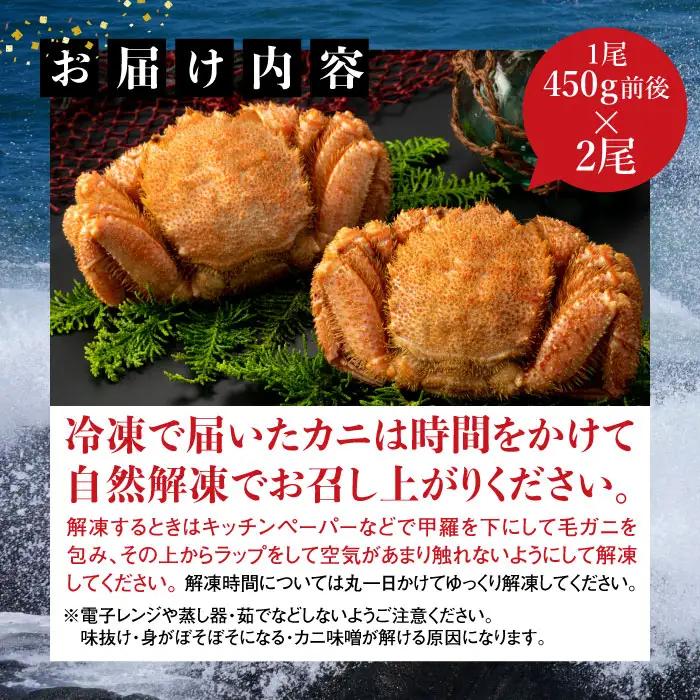 【訳あり品】【北海道産】『冷凍』毛ガニ450g前後×2杯【52000402】