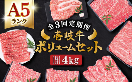【全3回定期便】 壱岐牛ボリュームセット 約4kg 《壱岐市》【土肥増商店】 長崎 壱岐産 黒毛和牛 牛肉 ステーキ しゃぶしゃぶ すき焼き 食べ比べ [JDD030] 186000 186000円
