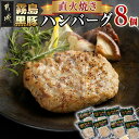 【ふるさと納税】霧島黒豚直火焼きハンバーグ8個セット - ポークハンバーグ 100g×8個 直火焼き加工 湯煎調理 おかず お惣菜 やわらかい 冷凍食品 豚肉 黒豚 送料無料 LG-2803 【宮崎県都城市は2年連続ふるさと納税日本一！】