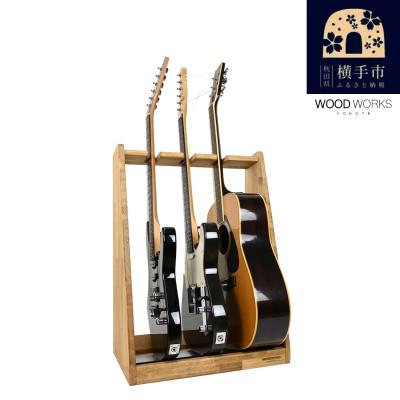 ふるさと納税 横手市 WOOD WORKS ギタースタンド エレキギター・ベース用3本掛【本体:ライトブラウン】