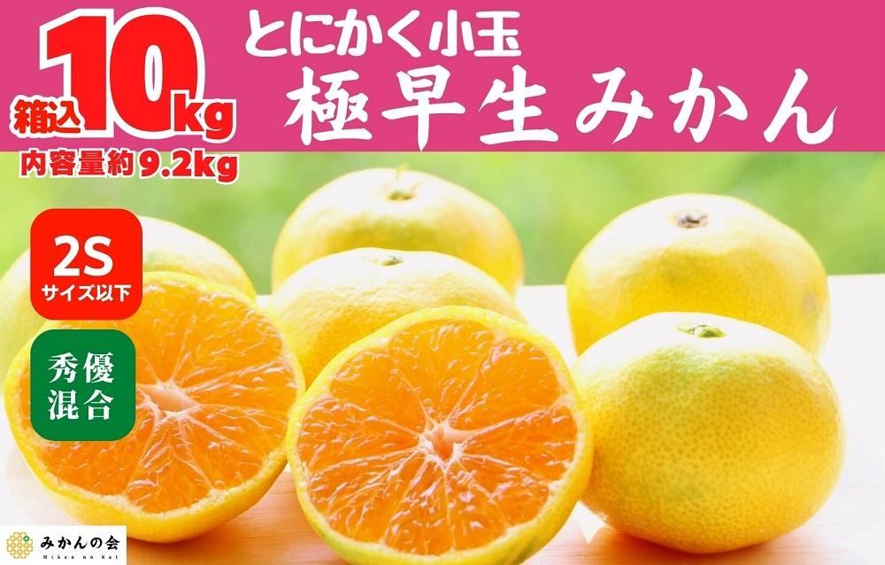 小玉みかん 極早生 箱込 10kg (内容量約 9.2kg) 2Sサイズ以下 秀品 優品 混合 有田みかん 和歌山県産 【みかんの会】　	AX372