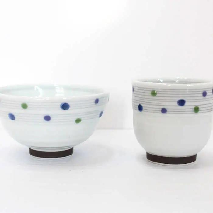 【波佐見焼】色彩水玉（ 茶碗 ・ 湯呑 ）4点セット 食器 皿 【陶芸ゆたか】 [VA93]  波佐見焼