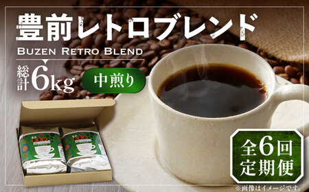 【全6回定期便】豊前 レトロ ブレンド コーヒー 500g×2 ( 中煎り ) 《豊前市》【稲垣珈琲】珈琲 コーヒー 豆 粉 [VAS162]