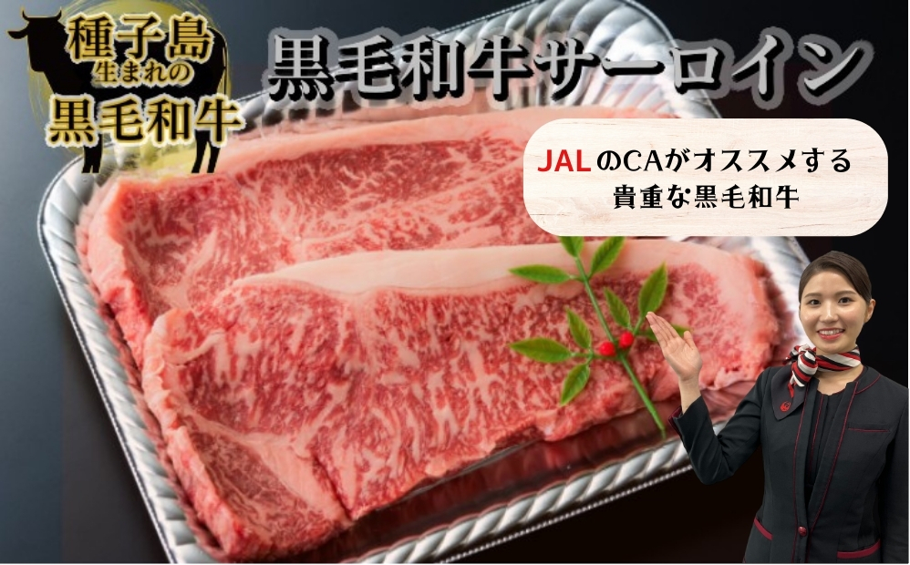 【JALの CAおすすめ 】 サーロイン  180g×２枚　NFN544 【1025pt】 // 西之表市生まれの黒毛和牛 種子島 黒毛和牛 ジューシー 霜降り 贈り物 A4ランク 柔らかい 甘味 旨味 黒毛姫牛 牛肉