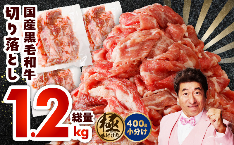 CFX0005 【3パック】味付け 黒毛和牛切り落とし 1.2kg 小分け 400g×3 訳あり 部位不揃い 特別寄附金額