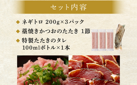 【お試しセット】 土佐流 藁焼き かつおのたたき １節 と 高豊丸 ネギトロ 600ｇ セット 魚介類 海産物 カツオ 鰹 わら焼き ねぎとろ まぐろ マグロ 鮪 高知 コロナ 緊急支援品 海鮮 冷凍