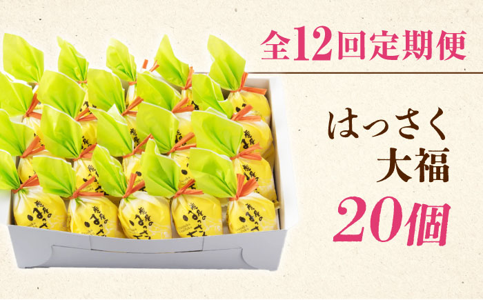 【12回定期便】お菓子 はっさく大福20個入　 お菓子 大福 八朔 柑橘 みかん オレンジ 餅 ギフト お取り寄せ スイーツ フルーツ大福 ご当地 菓子 おかし デザート 食品 人気 おすすめ 広島県