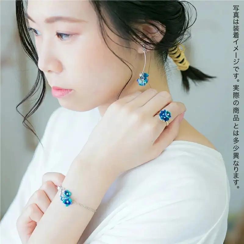 【可愛く九谷焼を楽しむ】九谷焼×布花アクセサリー九谷花（KUTANIKA）雫 （青/ピアス）ギフト プレゼント