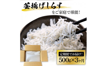 《3ヶ月定期便》高知県産釜揚げしらす500g 定期便 定期コース 3回 簡易梱包 シラス 小分け 国産 釜揚げ しらす丼 海鮮丼 お茶漬け ごはん 軍艦巻き 冷凍配送 おかず おつまみ お楽しみ